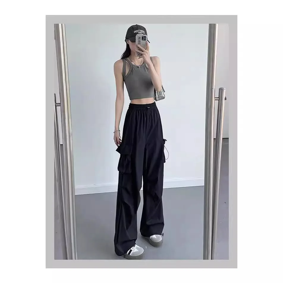 XIZOU American Sle Qui Dry Work Pants Women Summer Thin Large Size Fat MM Slim Loose Trousers Casual Wide Leg Floor-Length