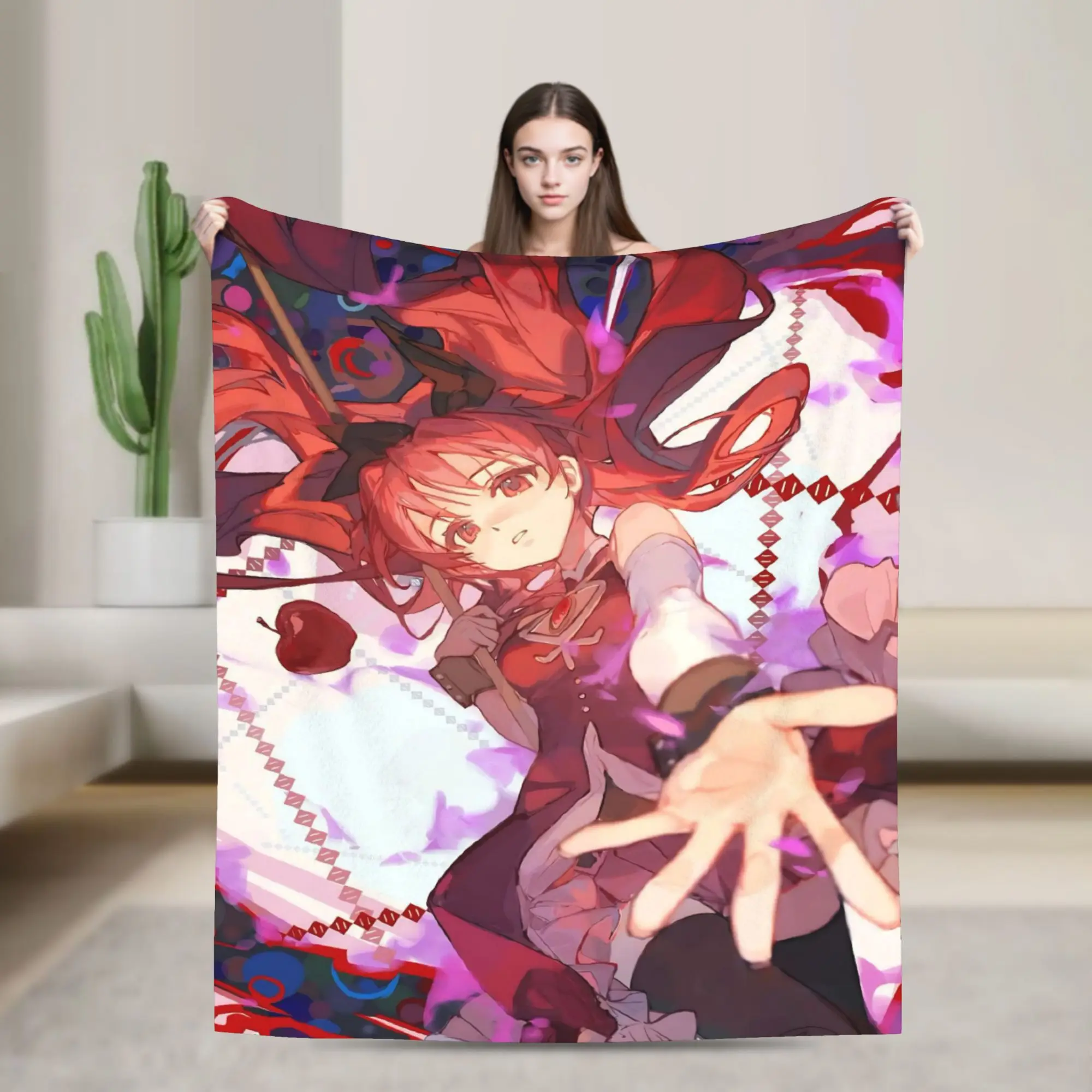 Puella Magi Madoka Magica, mantas tejidas de lana, lindas Kyoko Sakura, mantas cálidas para viaje en avión, alfombra de cama