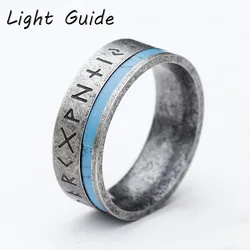 2023 New 316L Stainless Steel Odin Norse Viking Amulet Rune Viking Ring For Man Fashion Red Veneer Jewelry Party Gift