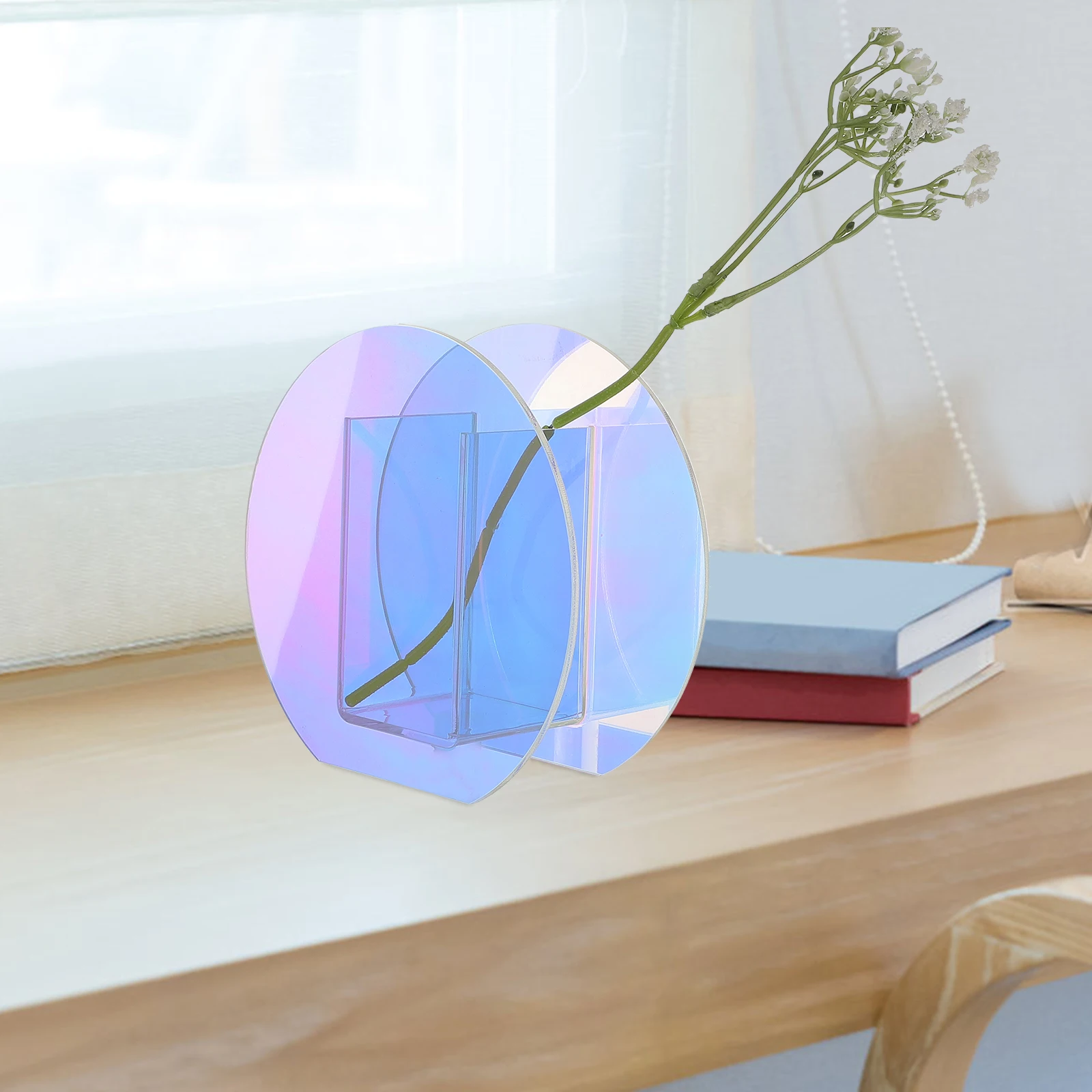 

Acrylic Vase Geometric Shaped Simple Style Transparent Flower Container Arrangement Decoration Home Office Restaurant