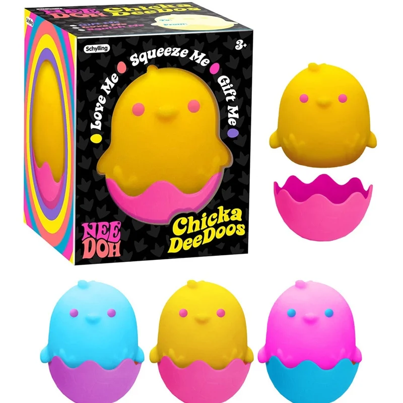 Needoh Chicka DeeDoos Stress Ball Detachable Eggshell Base Fidget Toy Easter Limited Fast Rebound Portable Pocket Decompress Toy
