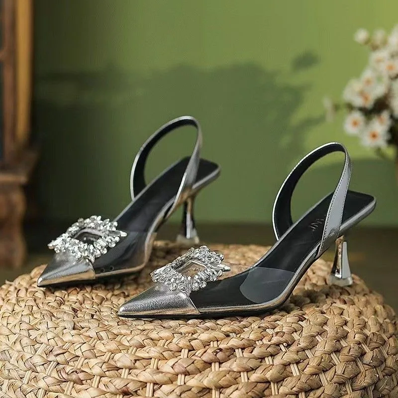 2026 Luxuriöse Strass-Designer-Damensandalen Sommer Mode Elegante Damen Outdoor Freizeit Damen High Heel Kristall-Sandalen