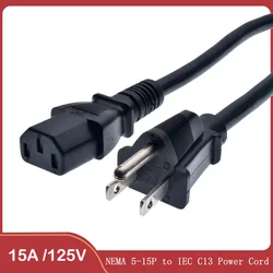 Heavy Duty Power Cord Cable, NEMA 5-15P to IEC 320 C13, 16AWG Heavy Gauge Computer Power Cable, 15A 125V, 6 Feet 1.8M / Black