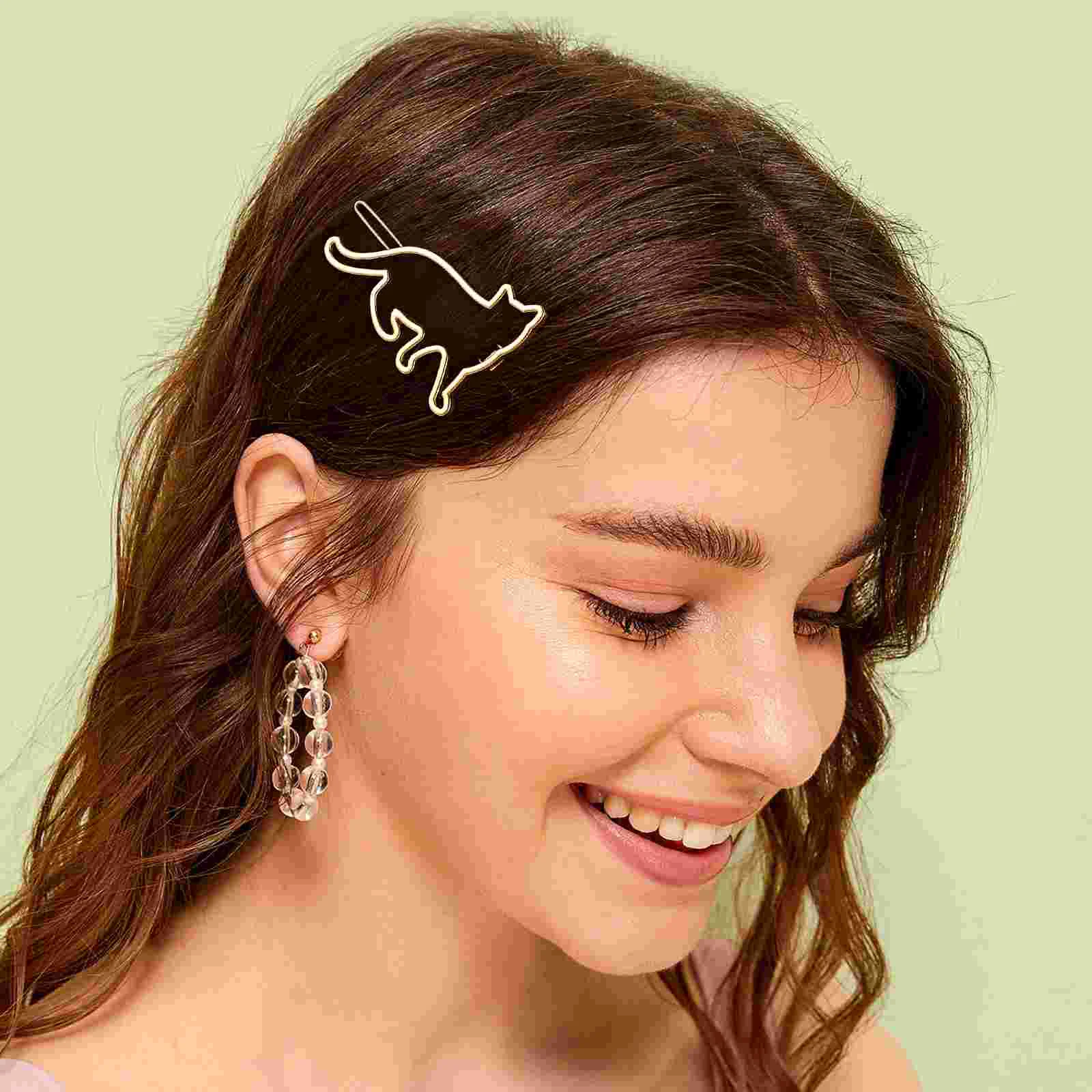 4 pçs grampos de cabelo para acessórios grossos feminino franja encaracolado grampos em forma de gato presilhas