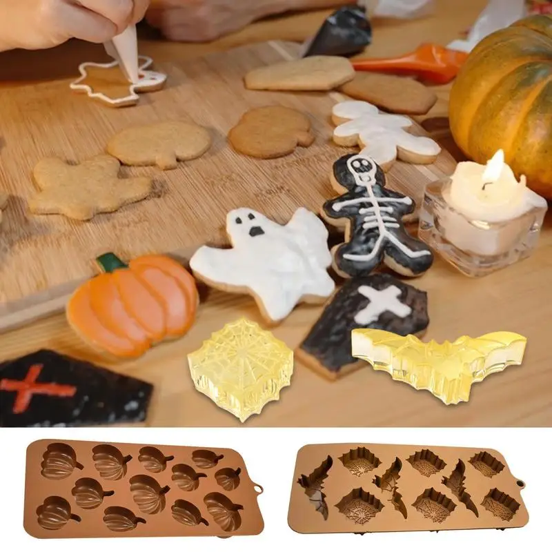 Moldes de silicona para hornear pasteles de Halloween, moldes para tortitas de murciélago, restaurantes familiares para niños