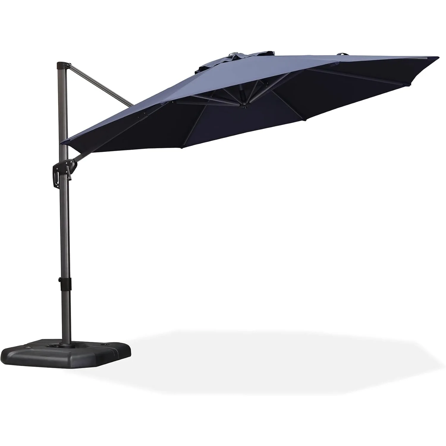 11 Feet Patio Cantilever Umbrella with Base Outdoor Umbrella Round Aluminum Offset Umbrella with 360-degree Rotation