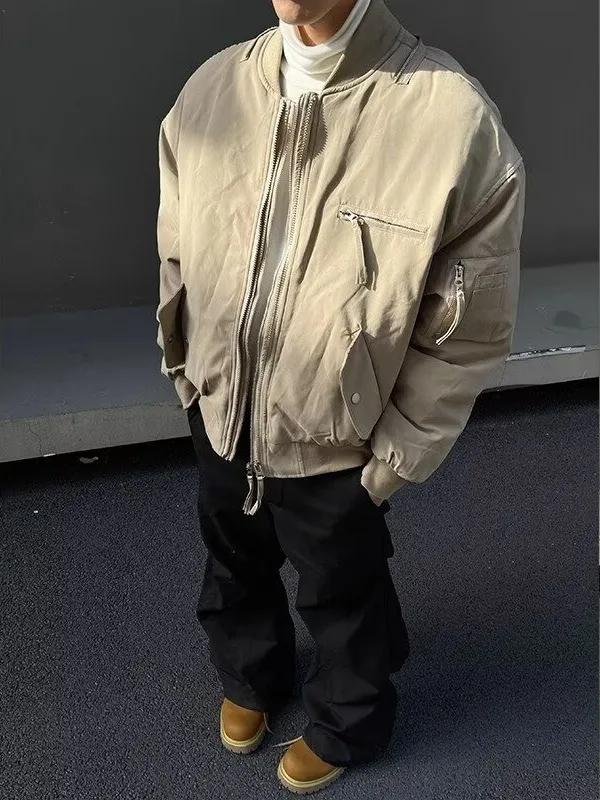 

Cleanfit American Sle ort Baseball Jaet Men's Spring Trendy Pilot Coat Wide Outerwear Youth Culture Polyester Fiber