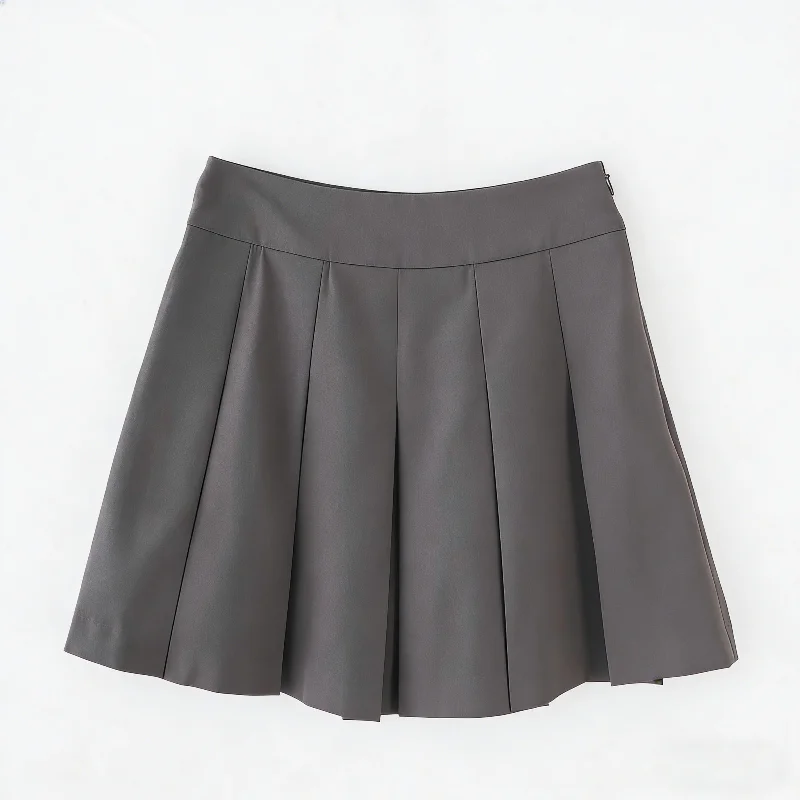 Elegante Falda Corta Plisada con Tirantes, Serie Tai C3203, Poliéster, Viscosa, Spandex, Cintura Media, Corte en A, Moda de V...