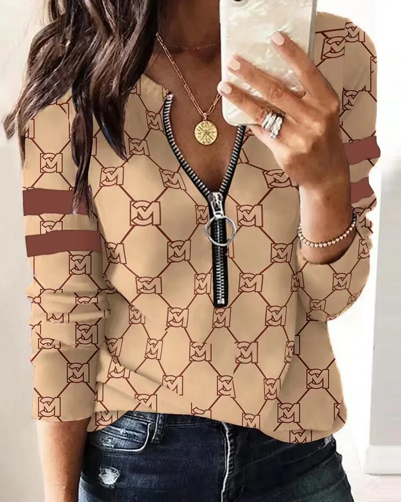 Spring And Summer New Women's Zipper Commuting Comfortable Casual Long-Sleeved Shirt Women's Blouses Trend Youth Blouses Woman