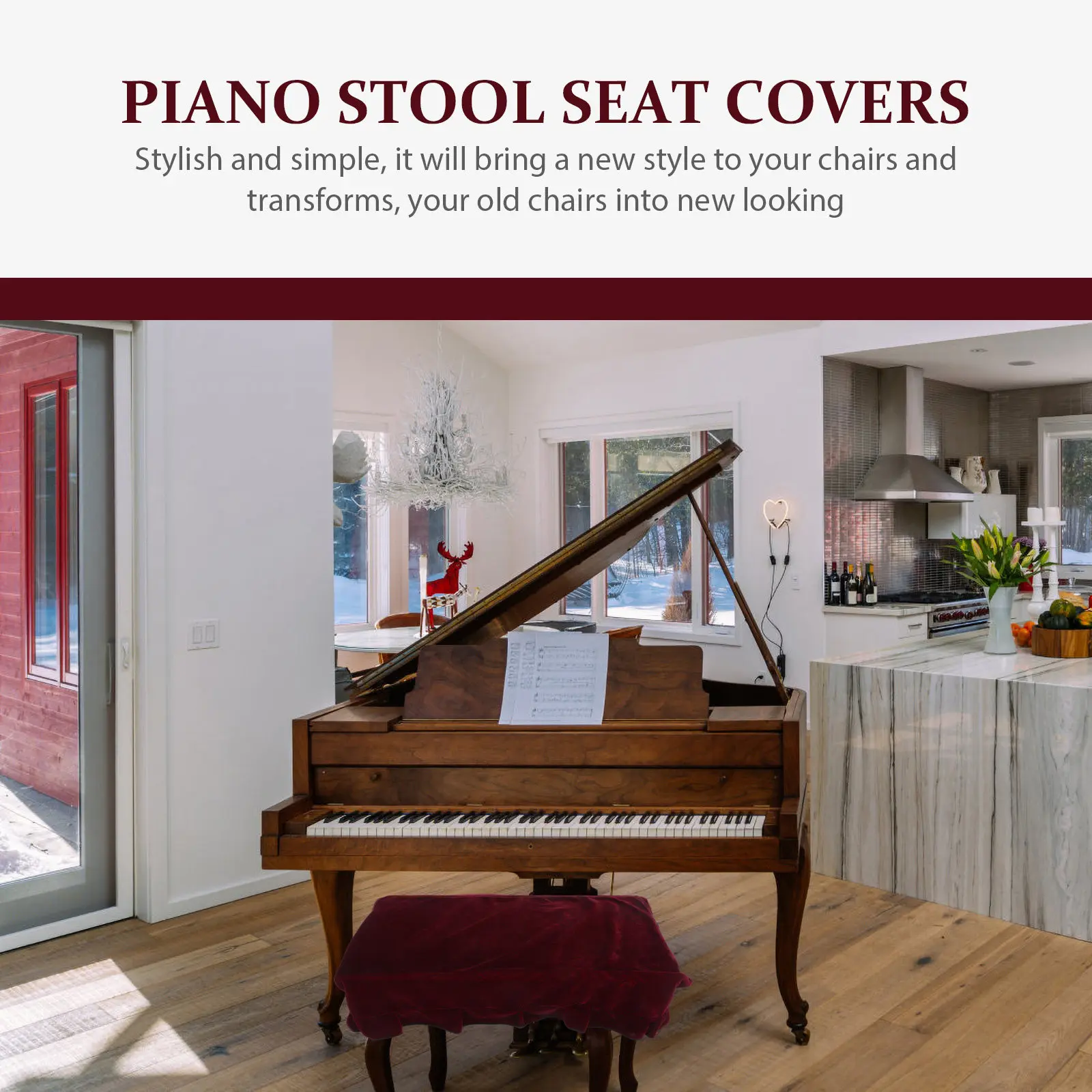 Elastic Piano Stool Cover Seat Cushion Chair Protector Premium Material Home Office Store Use Dust Scratch Proof
