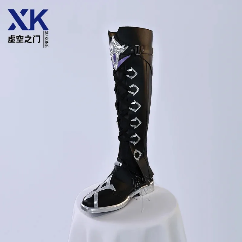 

LQGenshin Impact Flins, обувь для косплея, черные высокие сапоги, реквизит для ролевых игр, Хэллоуин, карнавал, вечеринка, аксессуары для женщин M