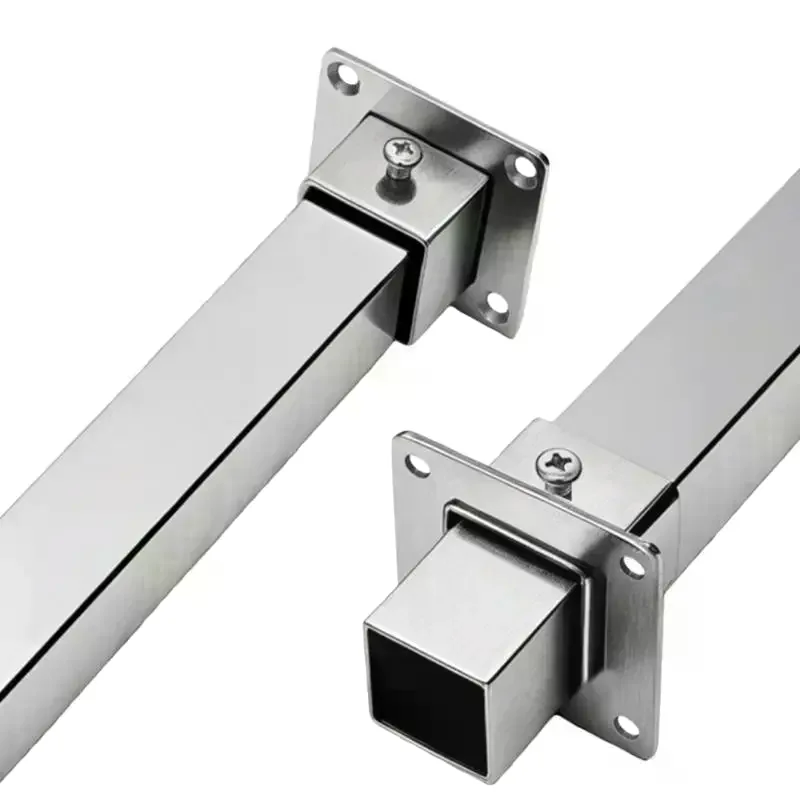 1/2 Sets Flange Base Stainless Steel Square Tube Connector Tube Outer Dia. 25/30/35mm Elbow Corner Joint Fence Rail Clamps