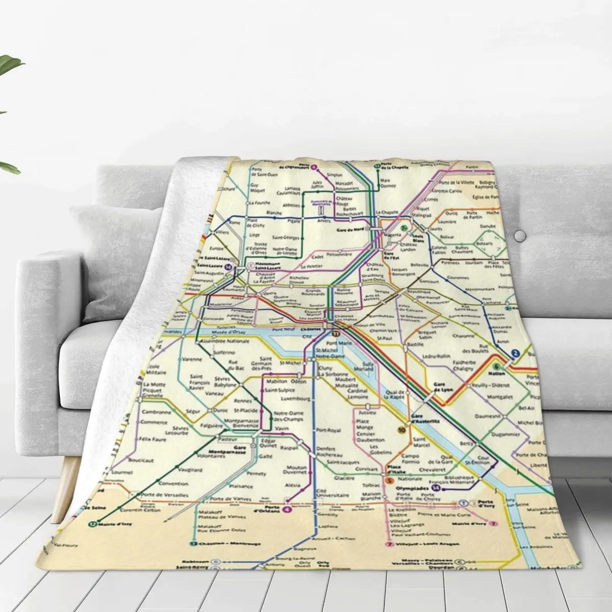 Paris, France Metro Subway Tube Underground Map Blanket Fleece Sofa Throw Blankets For Couch Bedding Throws Bedspread Quilt