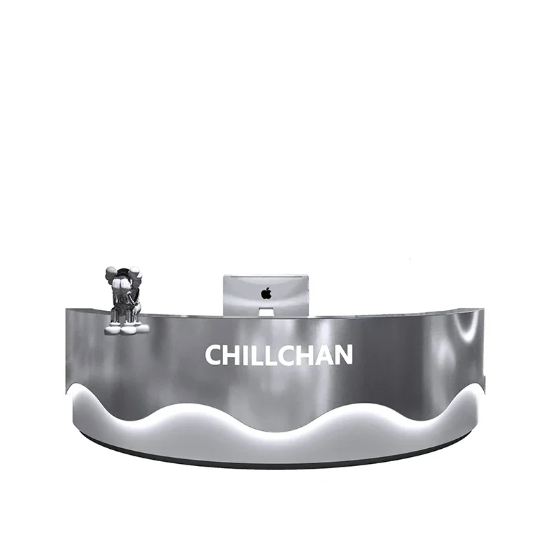 Stainless steel checkout page counter arc billiards hall bar beauty salon company reception desk