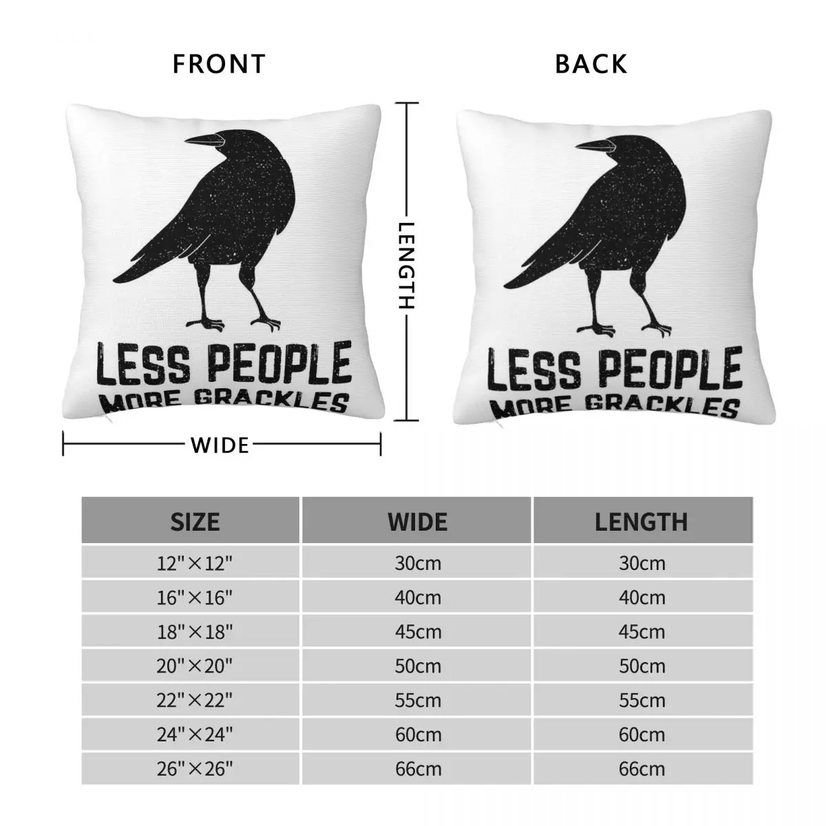 Less People More Grackles Pillowcase Polyester Linen Velvet Creative Zip Decorative Home Cushion Cover
