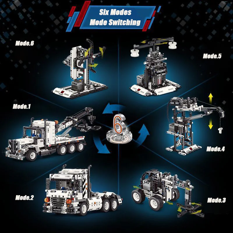 Zestaw Urodzinowy Oryginalne Klocki 96000 1288 Elementów Techniczny RC Ciężarówka z Przyczepą Budowlana Model do Składania