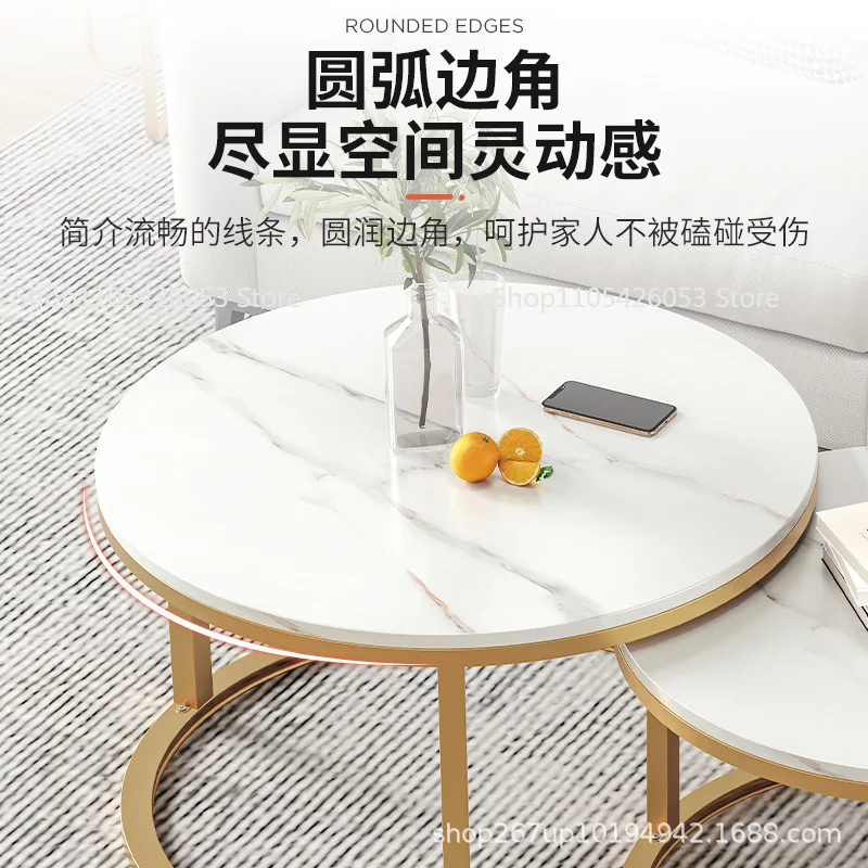 Coffee table living room household round table simple modern small apartment sofa side few creative light luxury Nordic balcony view 4
