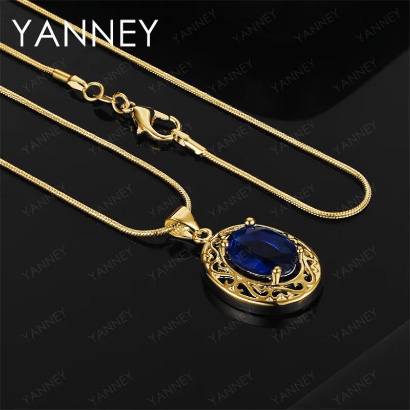 

925 Sterling Silver 18K Gold 16-30 Inch Delicate Blue Zircon Pendant Necklace for Women Fashion Gift Jewelry Accessories
