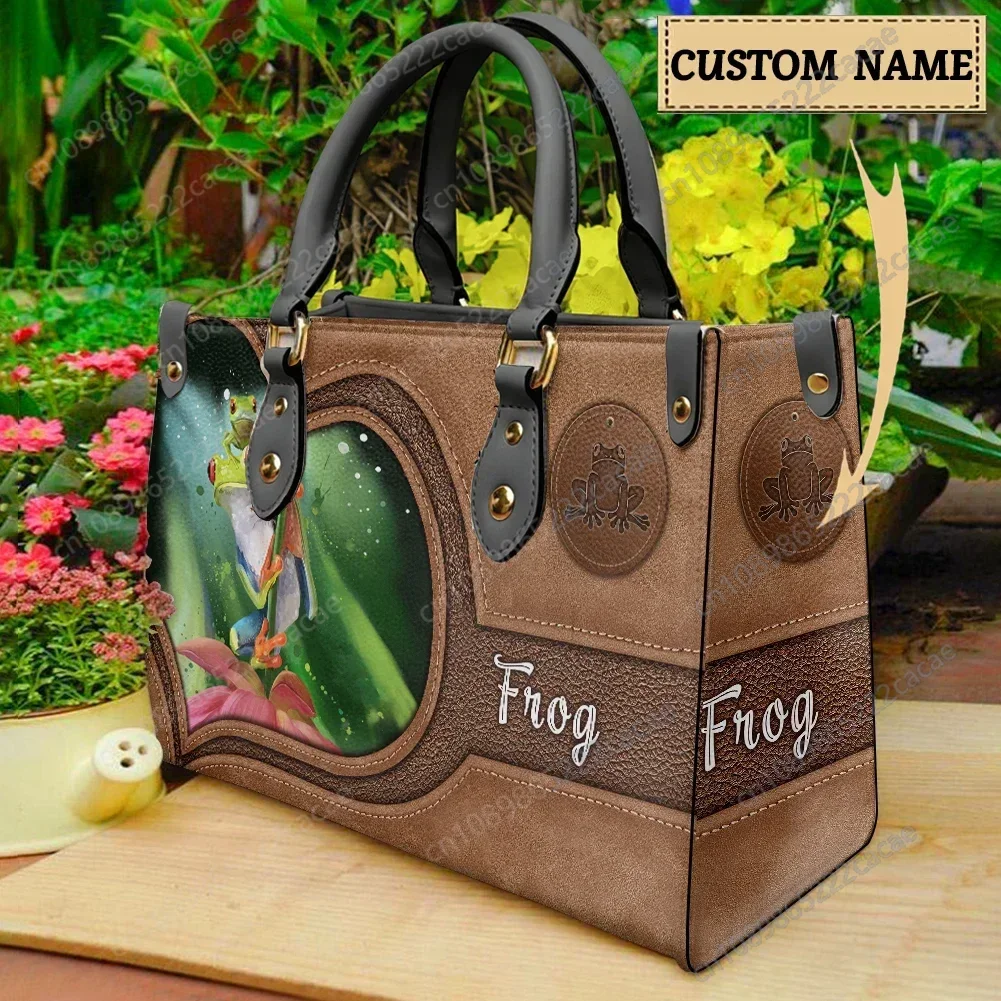 

Funny Frog 3D Luxury Designer Handbags PU Leather Top Handle Shoulder Bags New Trendy Totes Handbags for Women Personalized Gift