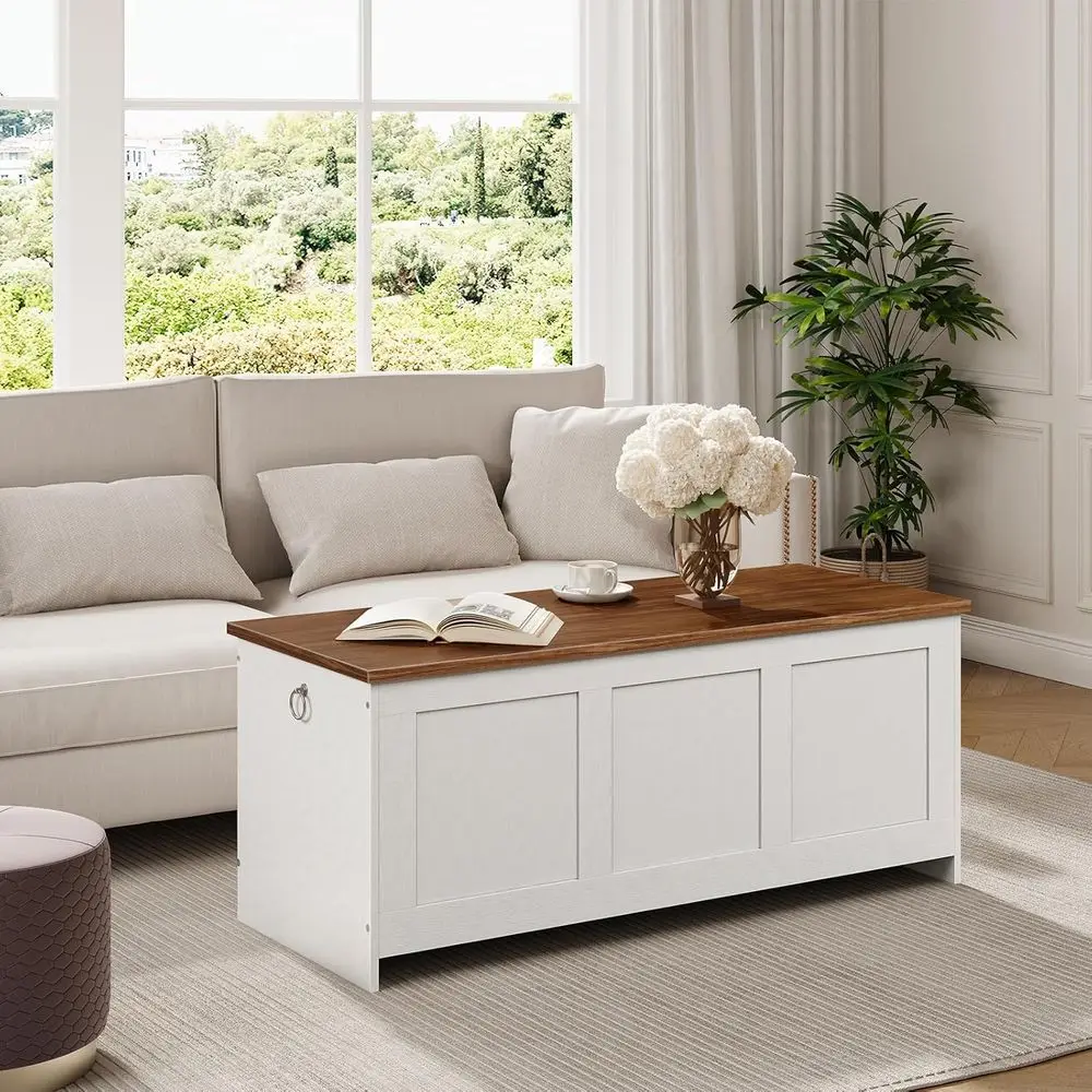 Винтажная деревянная скамейка для хранения вещей 43, подъемный сундук для игрушек, универсальный органайзер для прихожей и гостиных белого и ореха