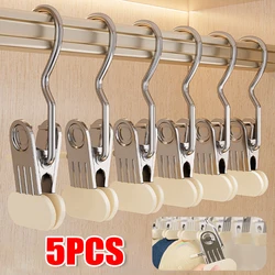 New Clothespins Stainless Steel Closet Clothes Organizer Laundry Clothes Clips with Hook Pants Hanger Portable Hanging Pegs