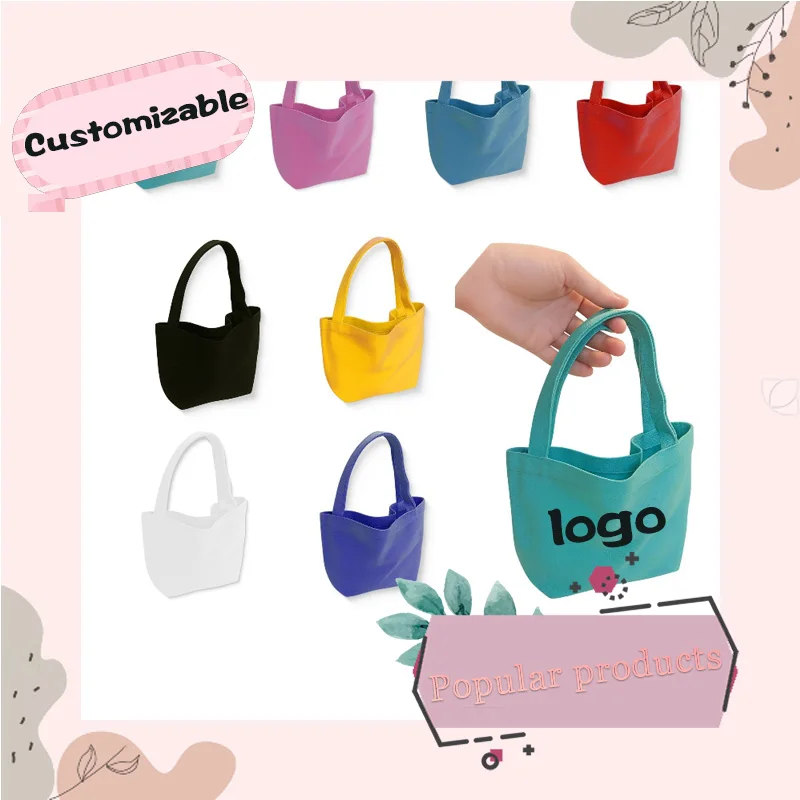 Colored Canvas Bag, Blank Customized Logo Handbag, Gift Shopping Pouch