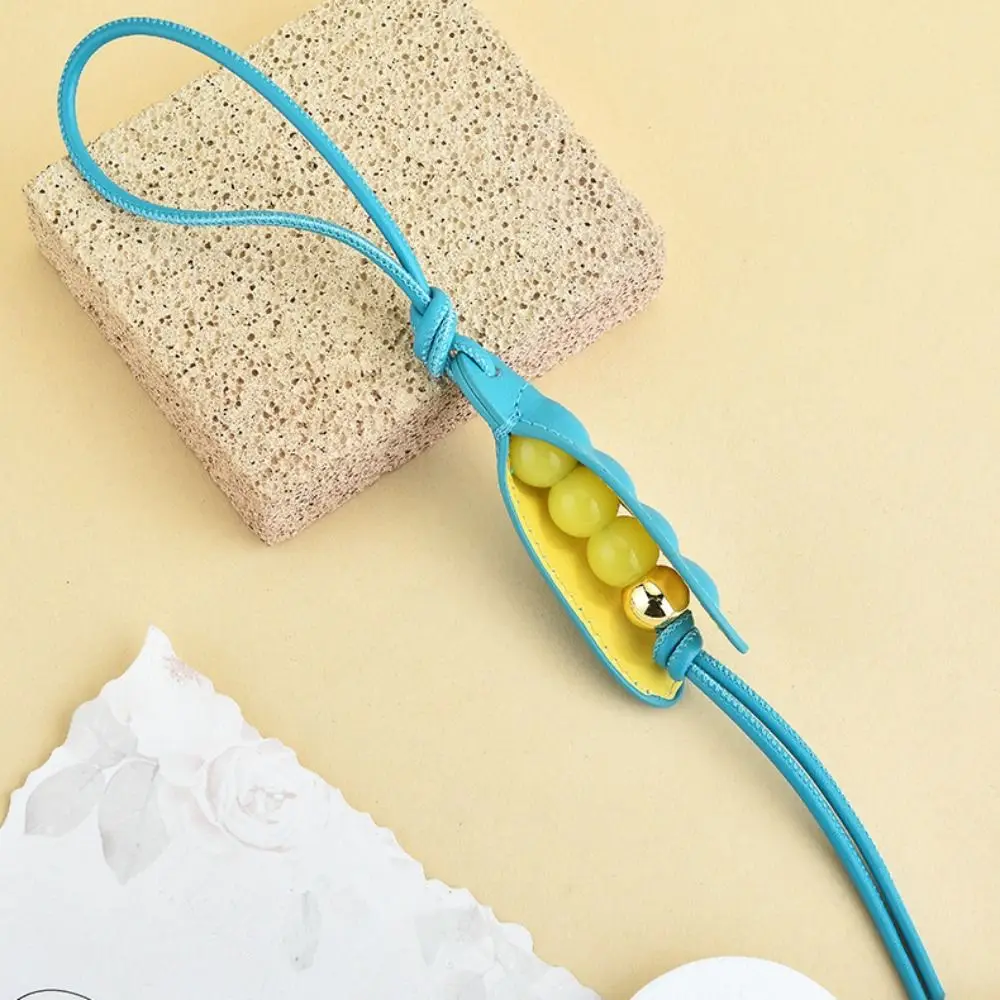 Multi-color Hanger Small Pea Pod Leather Pendant DIY Cartoon Green Pea Pu Keychain Fashion Creative Bag Charm Car Accessory
