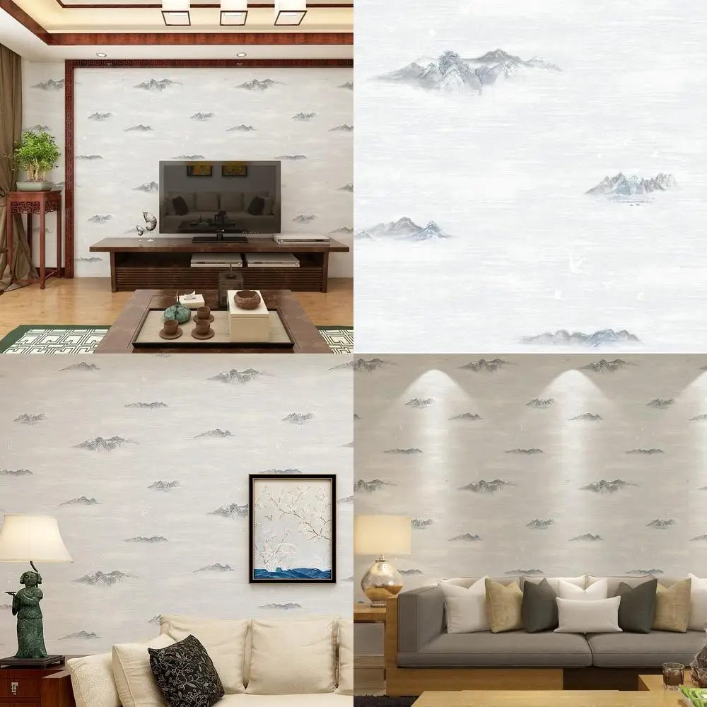 New Chinese Style Landscape Pattern Wallpaper for Bedroom Living Room Study Tea Room Bookstore TV Background Wall Decorative