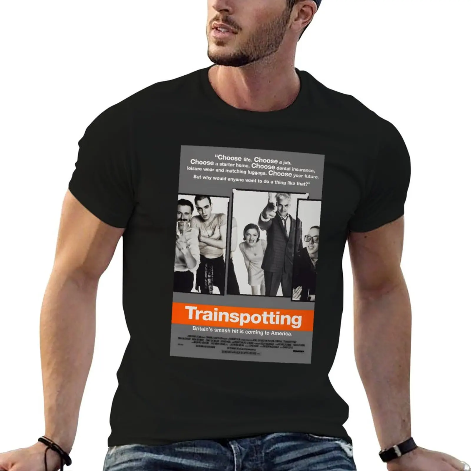 Trainspotting - movie poster Poster T-Shirt Running Gym Short Sleeve Sports Tee