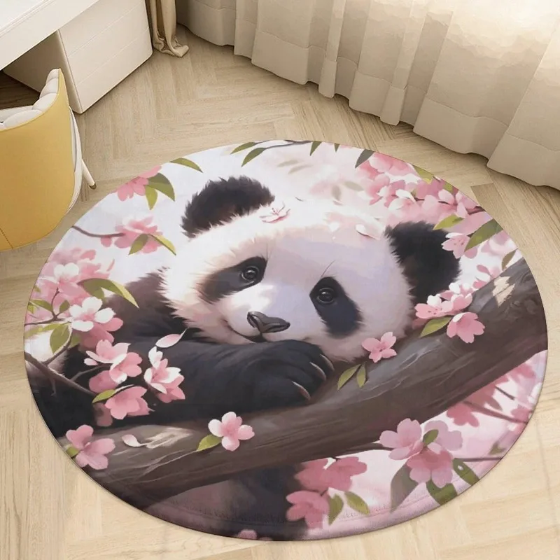 Cherry Blossom Tree Round Carpet Circular Floor Throw Indoor Home Floor Covering Delicate Artistic Floor Accent Mat
