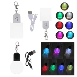 DIY Blank Acrylic Night Light Keychain Mini LED Keychain Rechargeable Light Outdoor Emergency & Daily Use for Kids