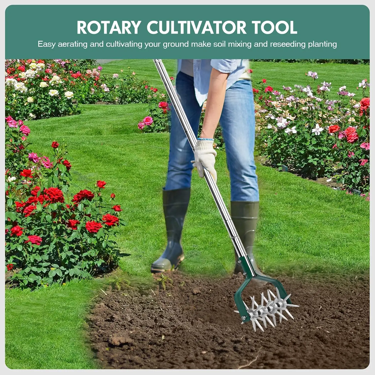 

Роторный культиватор, культиватор, регулируемая ручка S/S, роторный культиватор со съемными зубьями из цельного металла, садовый культиватор, культиватор для газона-горячий