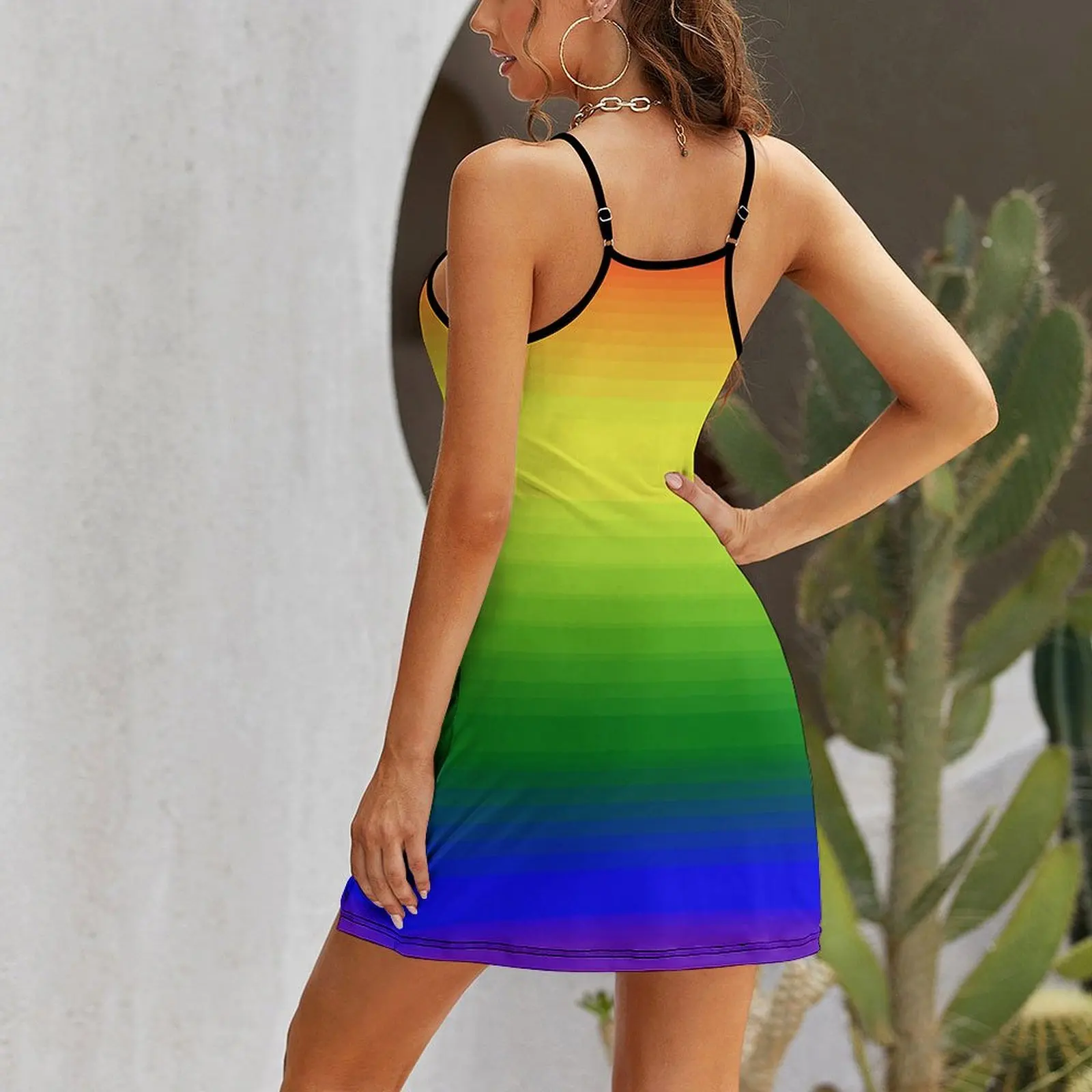 Gradient LGBT + Flag women's Sling Dress Cool Dresses Unique Sexy women's Gown holiday