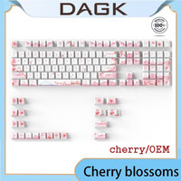 Dagk Fuji Mountain Cherry Blossom Pink Mechanical Keyboard Keycap Full Set PBT Five-sided Sublimation Cherry/OEM