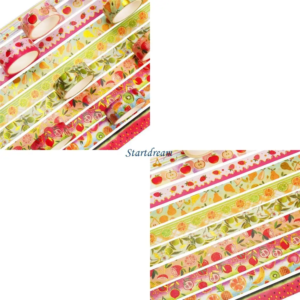 

10 рулонов декоративной ленты 15 мм X 9,8 футов, фруктовая лента, эстетическая лента для скрапбукинга для журнала, фотоальбома,