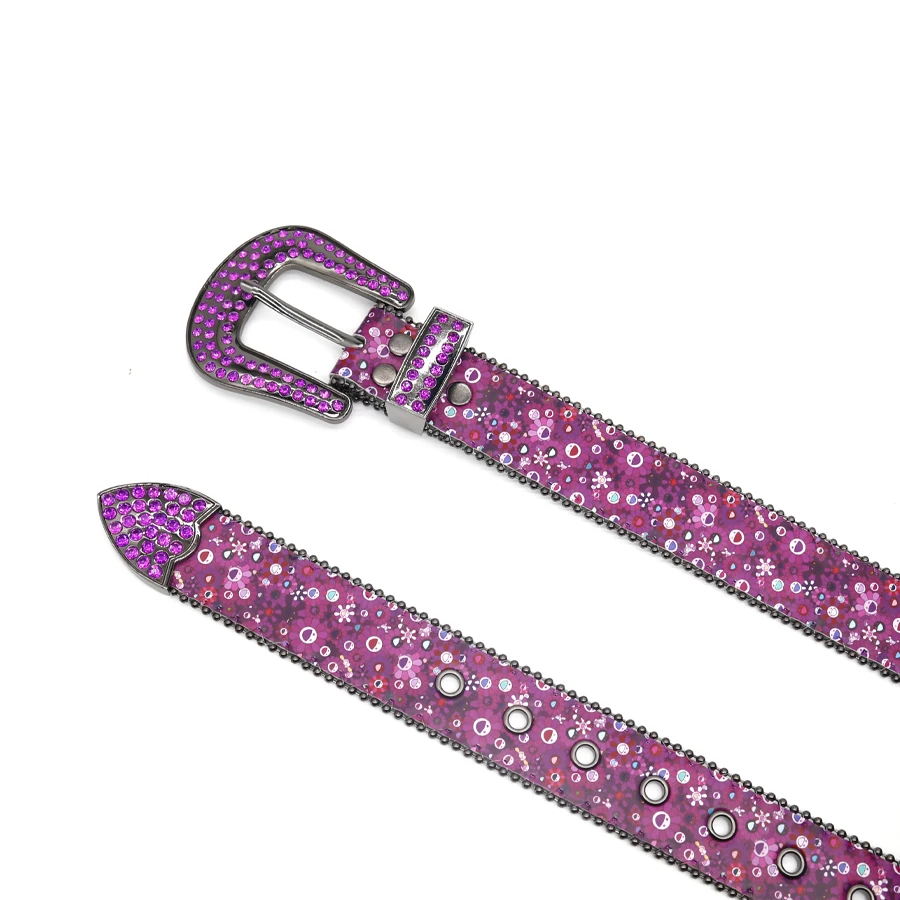 Cinture di strass di girasole muslimpunk Y2K cinture di lusso di marca di design in vera pelle con borchie di cristallo Western Cowboy Diamond Bling Belt