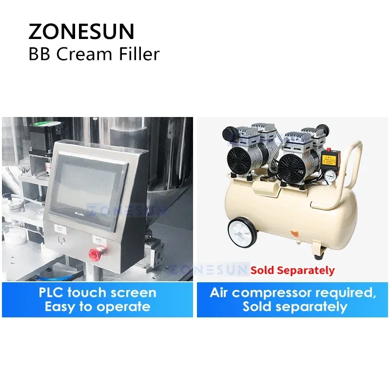 ZONESUN BB آلة تعبئة الكريمة ثلاثة ألوان متعددة لهجة بلسم التجميل حشو CC كريم مستحضرات التجميل معدات منتجات التجميل ZS-GTBB2S