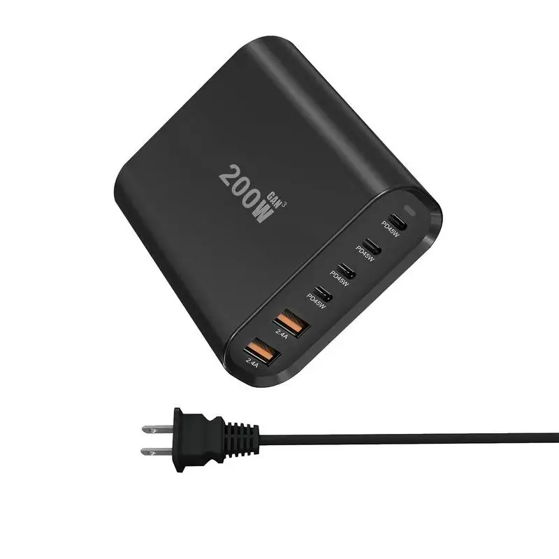 Stacjonarna stacja ładująca USB C 6-portowa stacja ładująca USB 200 W Wieloportowy koncentrator ładowania USB Super szybki, wielofunkcyjny
