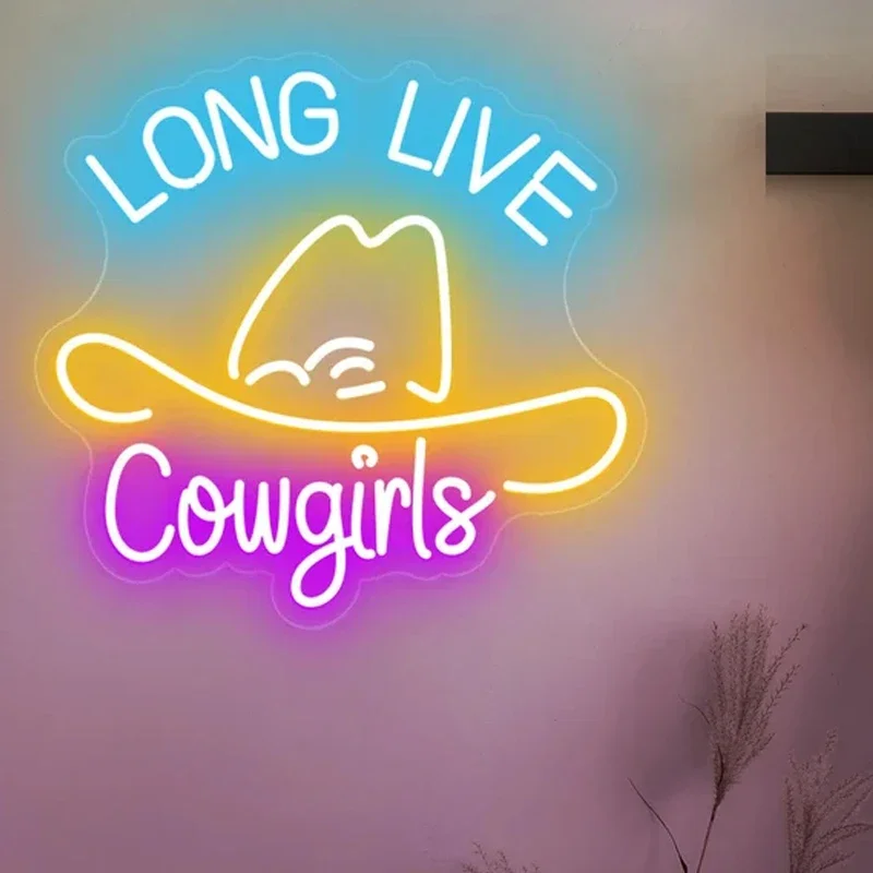 Long Live Cowgirl Neon Sign LED Lights  Aesthetic Neon Light for Bar Living Room Decor Personalized Art Lamp Decoration