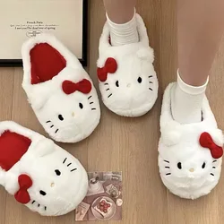 Sanrio Kawaii peluche pantofole Hello Kittys carino studente autunno inverno camera da letto morbido imbottito peluche camera da letto Aldult scarpe ragazze natale