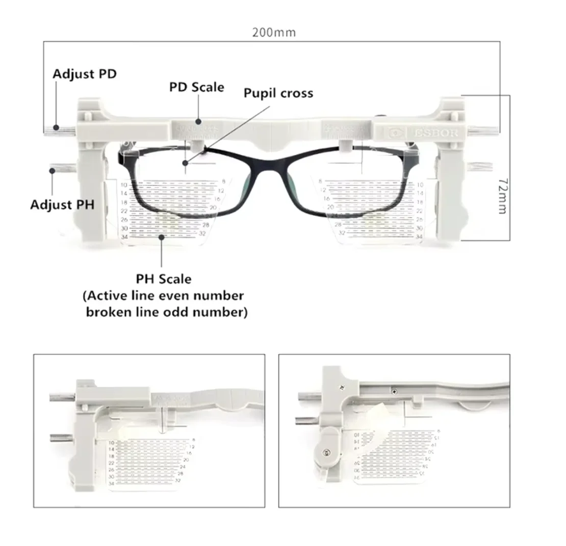 Pupilómetro ajustable aprobado por la CE, medidor de distancia de altura de pupila Ph Pd de China, caja de aluminio, instrumento óptico, instrumento óptico rápido