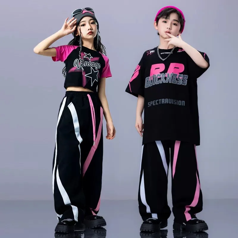2025 Nieuwe Meisjes Jazz Moderne Dans Kostuum Losse Top Overalls Pak Jongens Hiphop Street Dance Kostuum Stage Performance kostuum