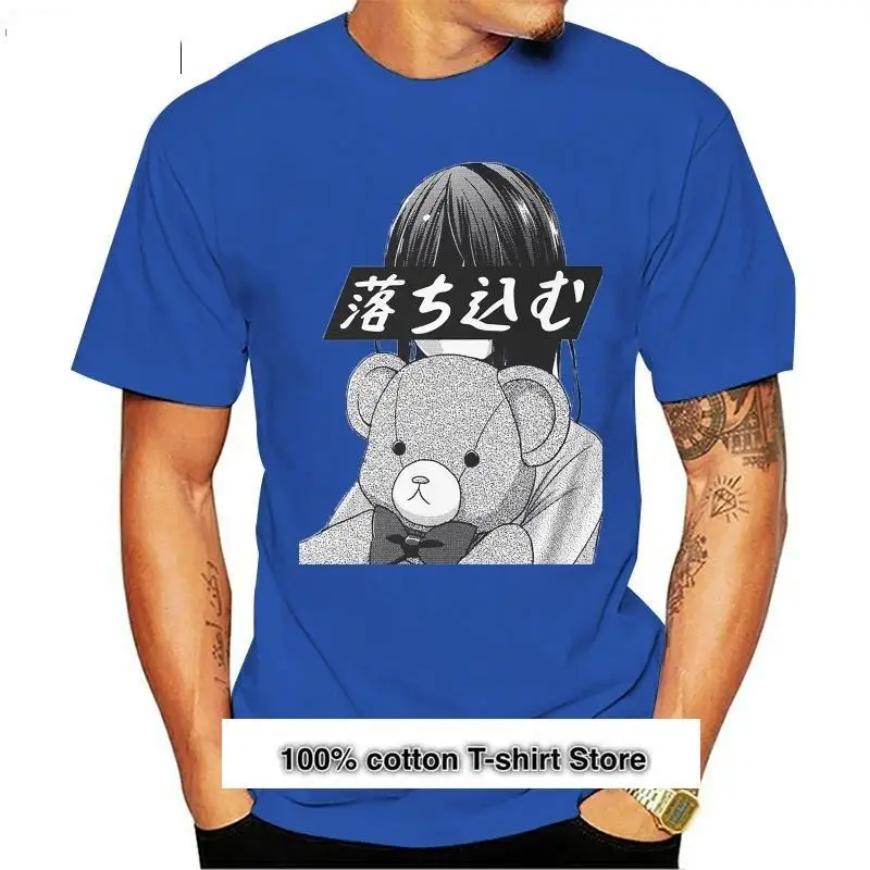 Camiseta de Manga corta para hombre, ropa masculina de algodón, estética japonesa triste, Anime Kawaii, Vintage, Uni