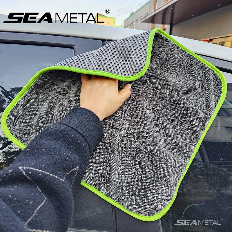 

SEAMETAL 40x40 см полотенце для мытья автомобиля 850GSM высокопоглощающее чистящее полотенце коралловый бархат витая плетеная ткань для детализации автомобиля тряпка для сушки
