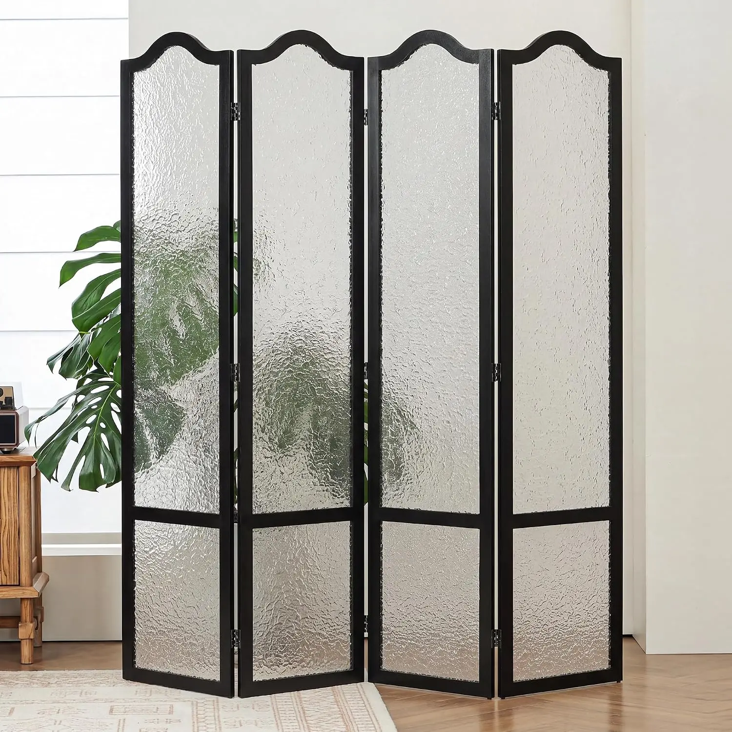 Acrylic Room Divider, Black, 4-Panel, 67