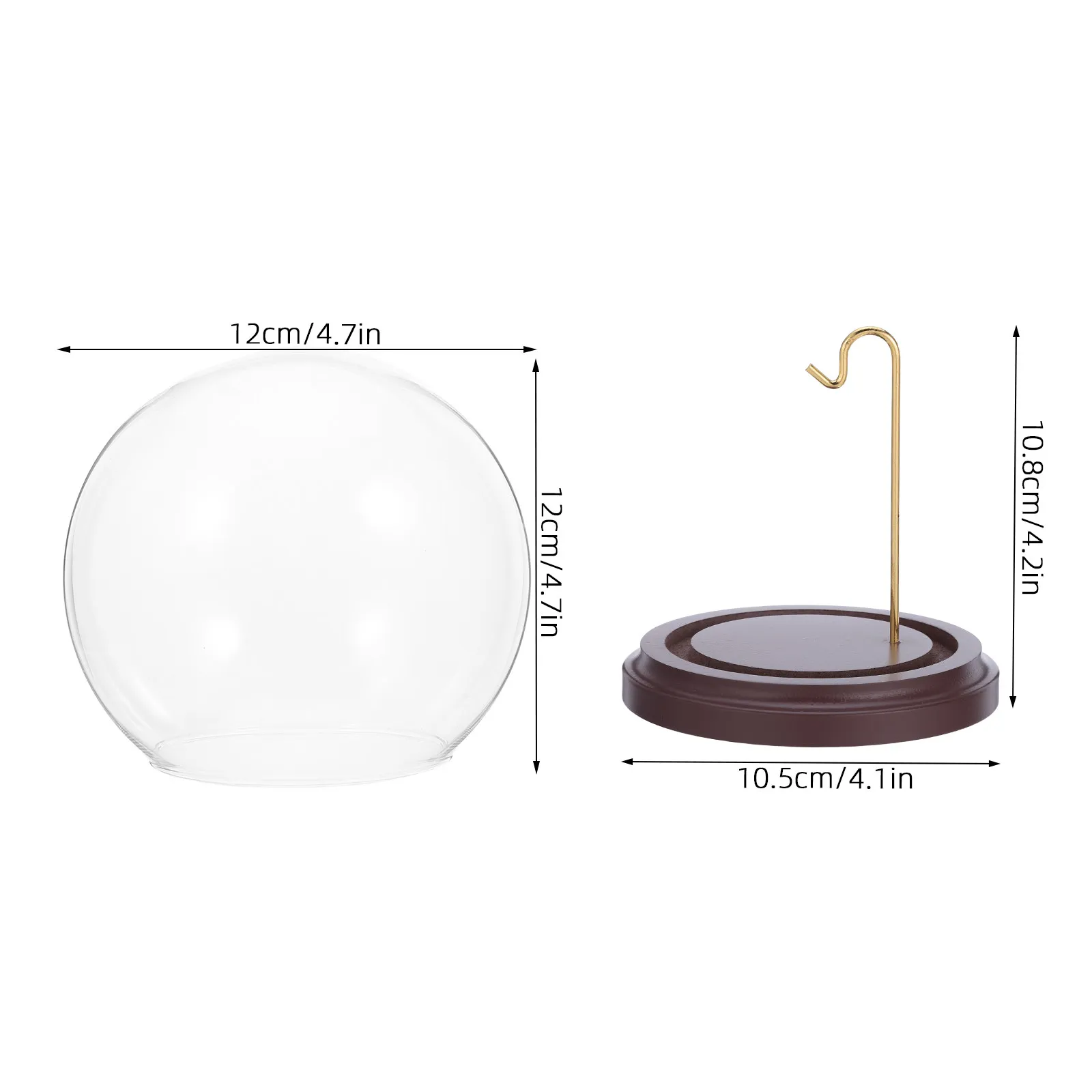 Pocket Watch Display Dome Clear Glass Cloche Wooden Stand Hanging Hooks Vertical Display Case Dust Protection for Pocket Watches view 6