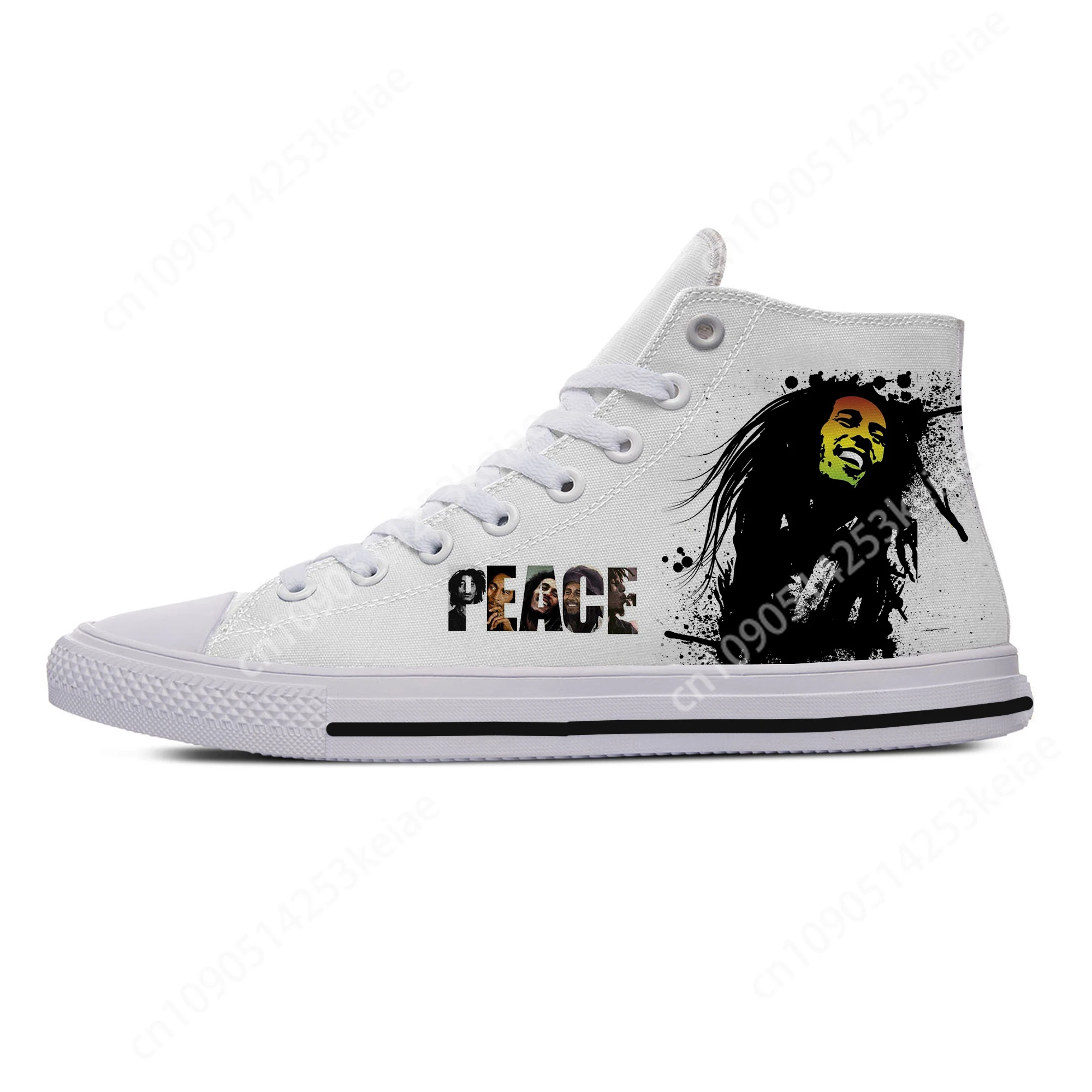 Hot Summer Legend Bob Marley Reggae Music Novelty Design Lightweight High Top Canvas Shoes Men Women Casual Breathable Sneakers