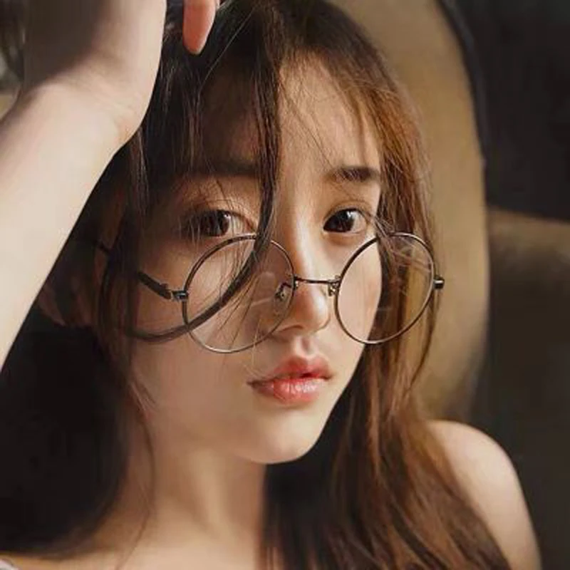 Computer Glasses Frame Women Men Metal Round Eyewear At Home Shopping Female Male Fashionable High-end Personalized Glasses
