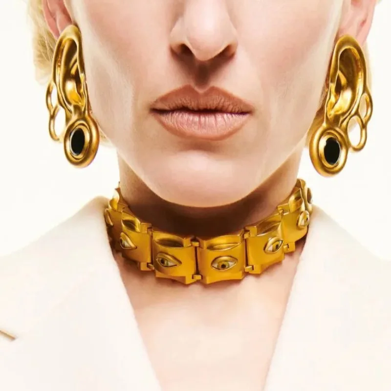 European American retro niche exaggerated unique personality facial feature ear-shaped earrings, travel public relations jewelry