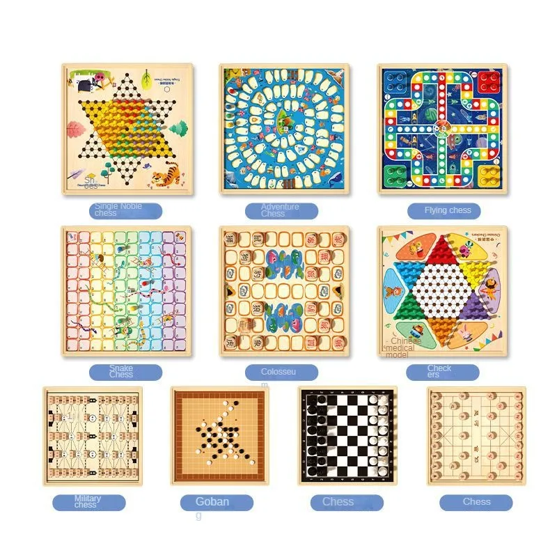 Gobang chess educational toys, flying chess, Go, checkers, chess, multi-functional board game, all-in-one